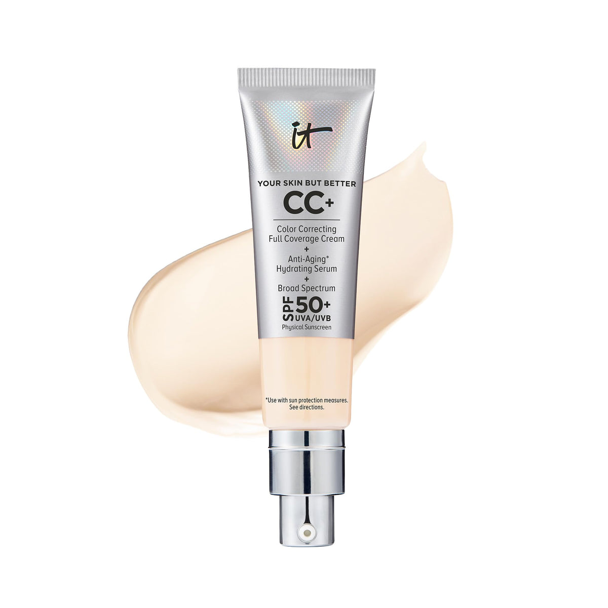 It Cosmetics Cc+ Cream, Fair - Full-Coverage Foundation & Spf 50+, Hydrating Serum, 1.08 Fl Oz