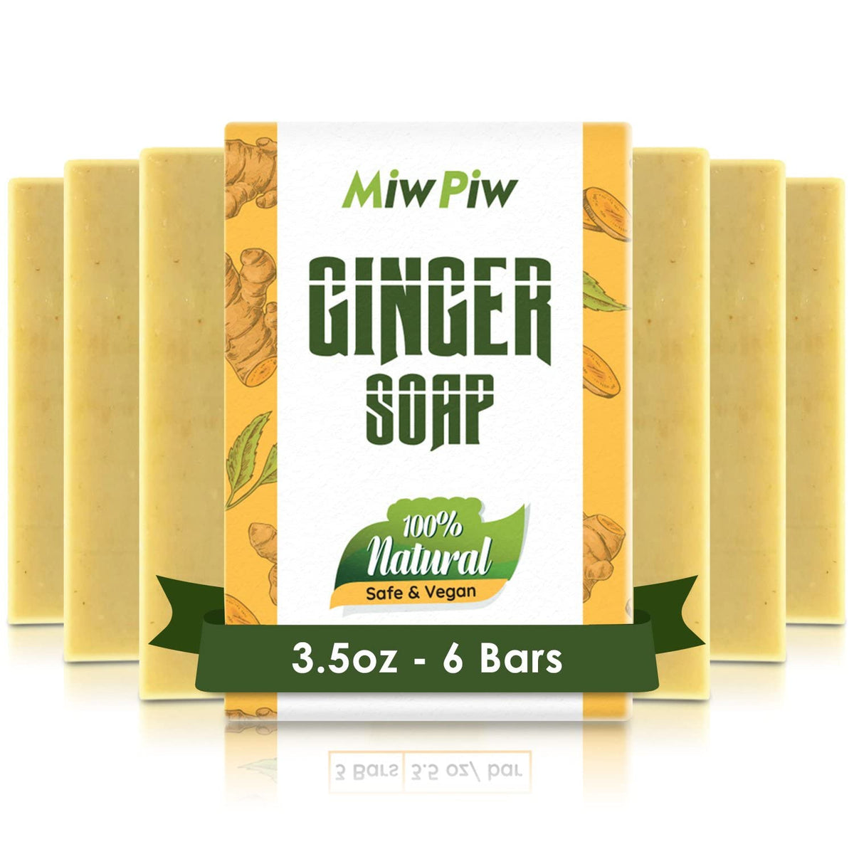 Miw Piw Ginger Soap - Anti-Cellulite, Lymphatic Drainage, Natural Detox, 0.11 Oz