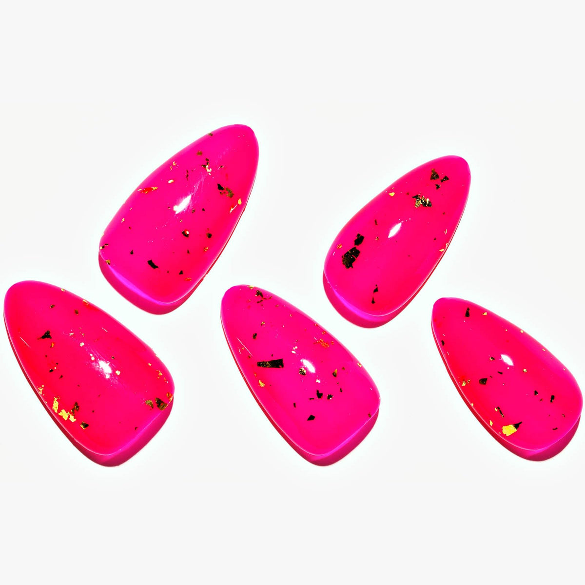 GLAMERMAID Hot Pink Press on Nails, Medium Almond, Glitter Stiletto, Reusable Acrylic Kit