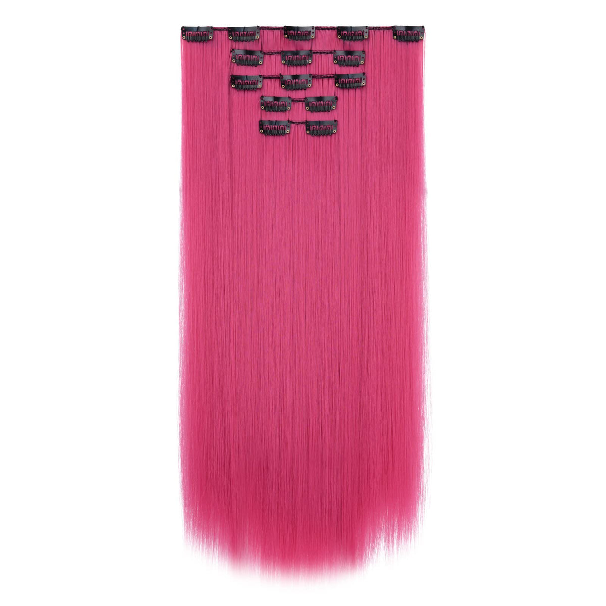 Hspjhtm Dark Pink Clip-In Hair Extensions 22&quot; Synthetic Long Straight 5Pcs For Women