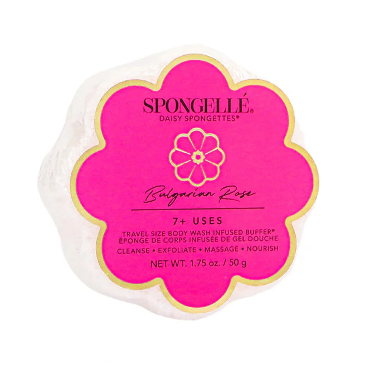 Spongellé Daisy Spongette Bulgarian Rose Body Scrubber | 14+ Uses, Exfoliating Loofah For Women