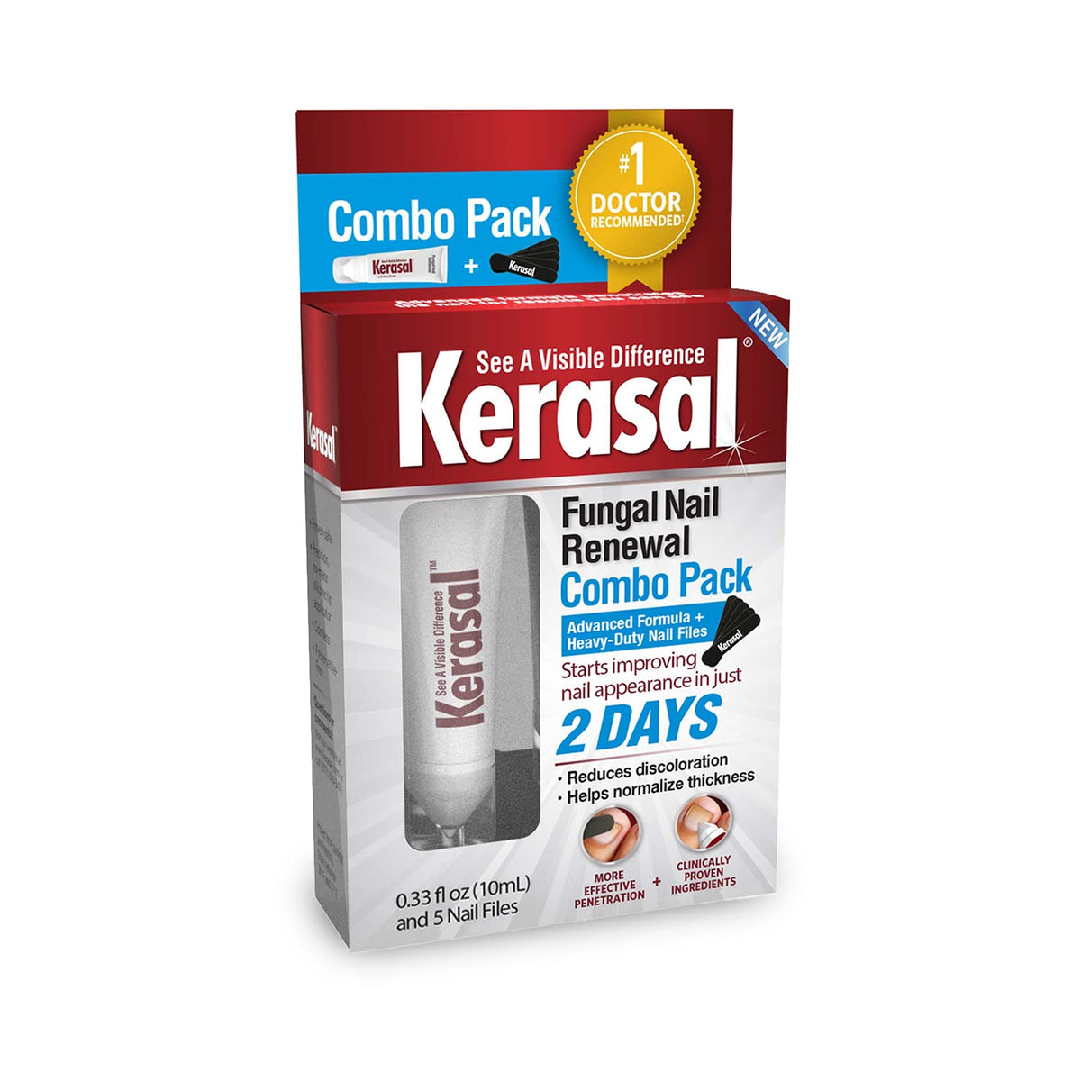 Kerasal Nail Renewal Combo Pack With 5 Heavy Duty Nail Files, 0.33 Fl Oz, Restores Damaged Nails