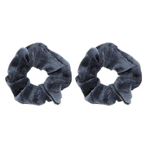 Motique Accessories Velvet Solid Scrunchies - Set of 2, Grey, Soft Hair Ties, Chic Accessories