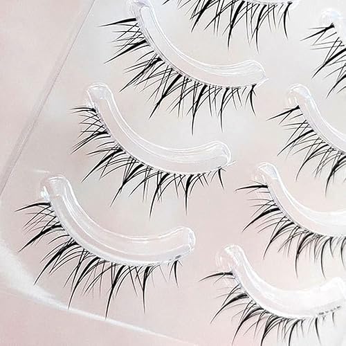 Mikiwi Manga Lashes 4 Pack - Spiky Anime False Eyelashes, Reusable Cosplay, Clear Band