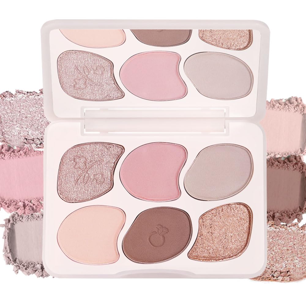 Cakaila Nude Pink Eyeshadow Palette - 6 Color Waterproof, Highly Pigmented, Travel-Friendly