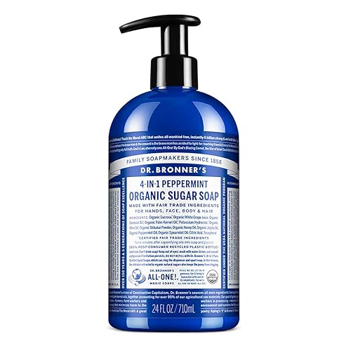 Dr. Bronner'S Organic Sugar Soap - Peppermint 24Oz, Vegan, Cleanses & Moisturizes For Hands,