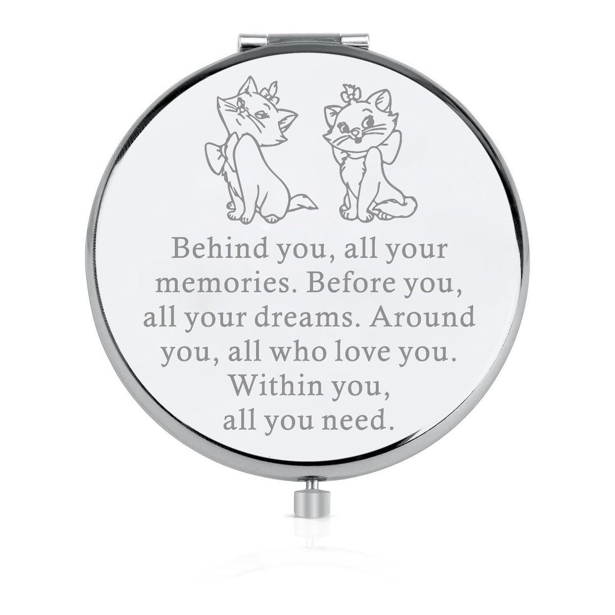 Feelmem Cat Marie Inspired Compact Makeup Mirror - Silver, 2.5&quot;L X 0.4&quot;W, Perfect Gift For Fans