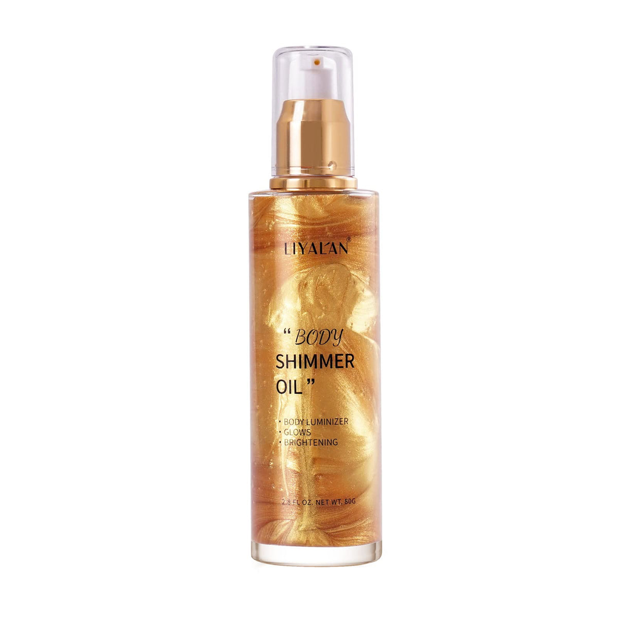 LIYALAN Rose Gold Shimmer Body Oil 2.8 Fl Oz - Bronze Highlight Illuminator & Glow Makeup