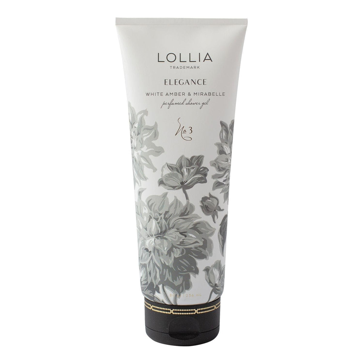 Lollia Elegance Shower Gel 8 Fl Oz - White Amber & Mirabelle, Moisturizing Body Wash For Women