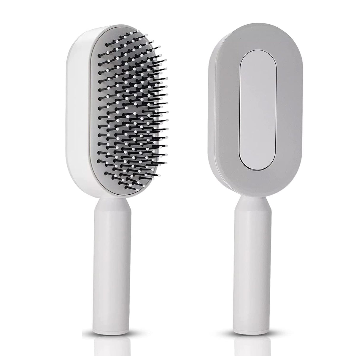 Jiedhiur Self Cleaning Hair Brush - 3D Air Cushion Comb For Thick Hair, White