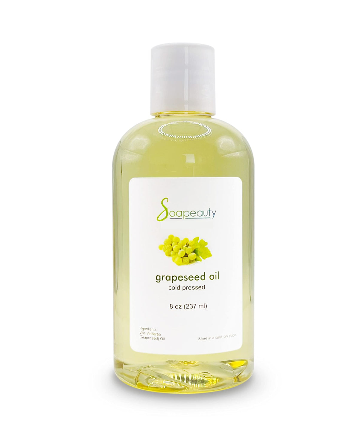 Soapeauty Grapeseed Oil - Cold Pressed Unrefined, 100% Natural, 8 Fl Oz, Carrier for