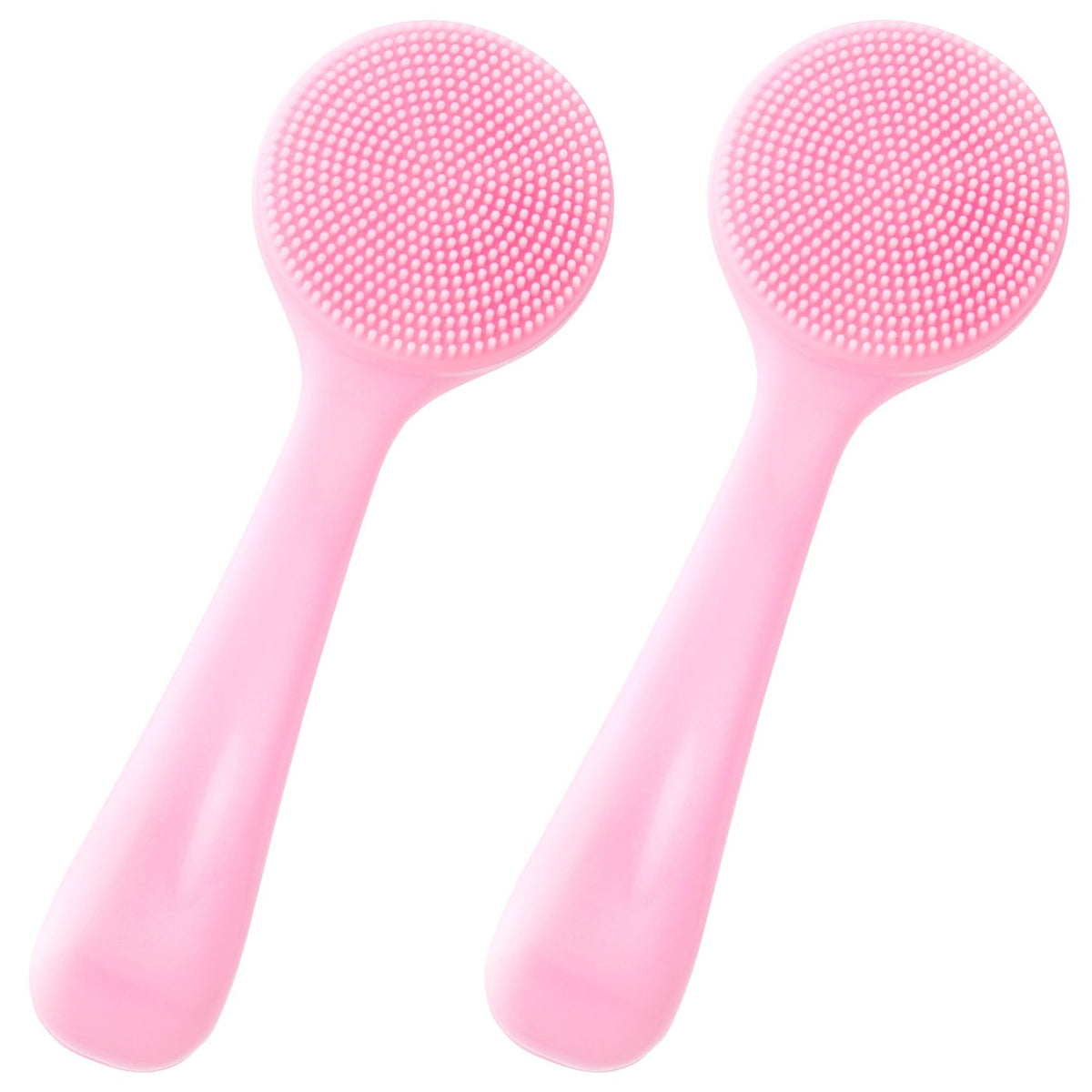 Hinzic 2 Pack Pink Silicone Facial Cleansing Brush - Waterproof Exfoliator For Blackheads & Makeup