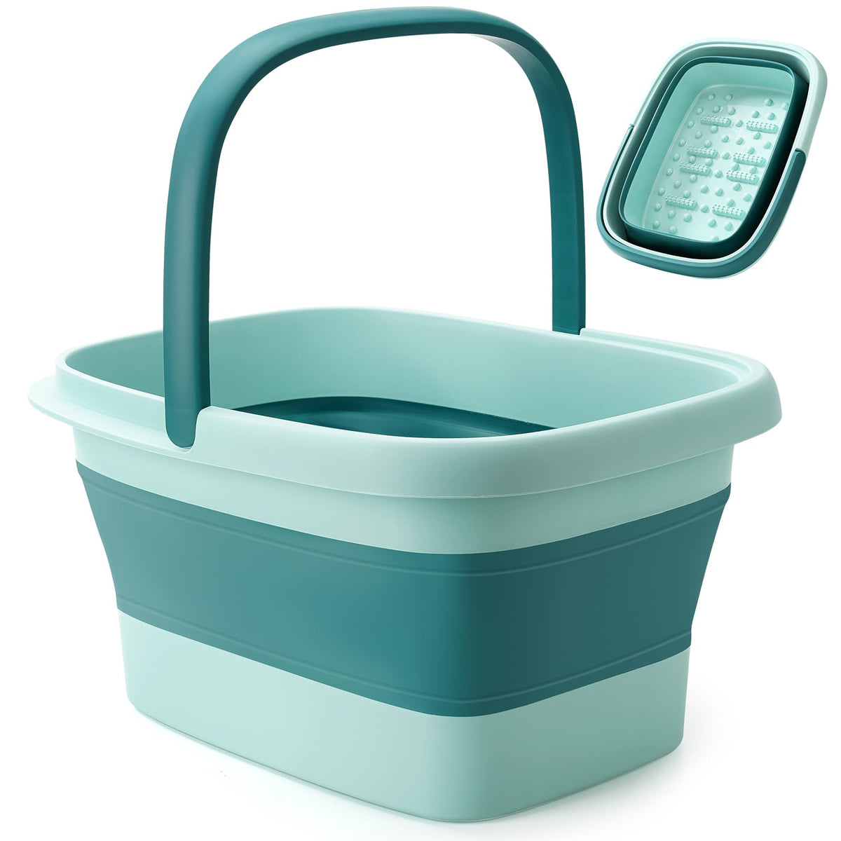 Moohemoo Collapsible Foot Bath Basin - Green Foot Soaking Tub With Massage Acupoint For Home Spa