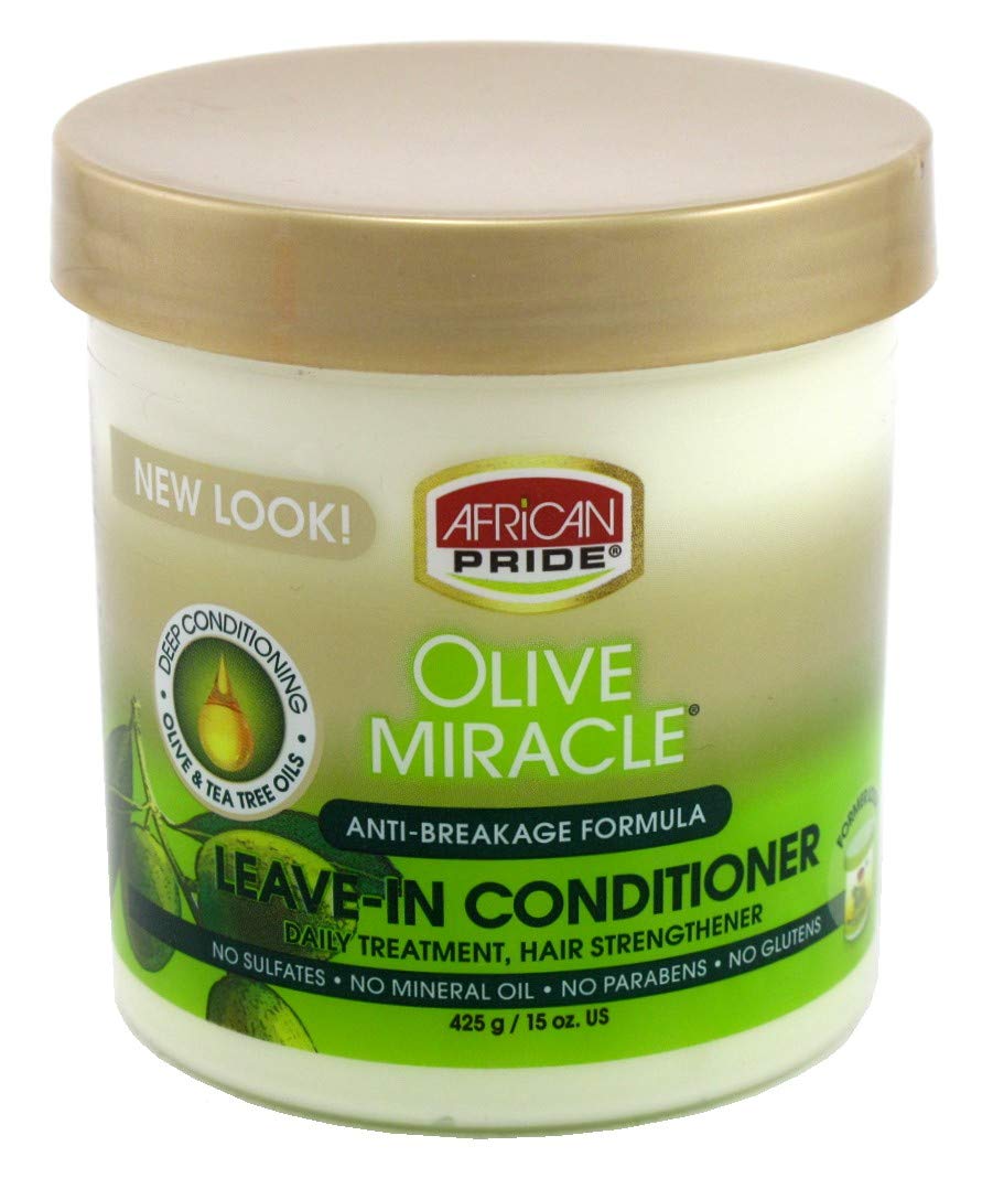 African Pride Olive Miracle Conditioner Leave-In 15 Ounce Jar (443ml) (2 Pack)