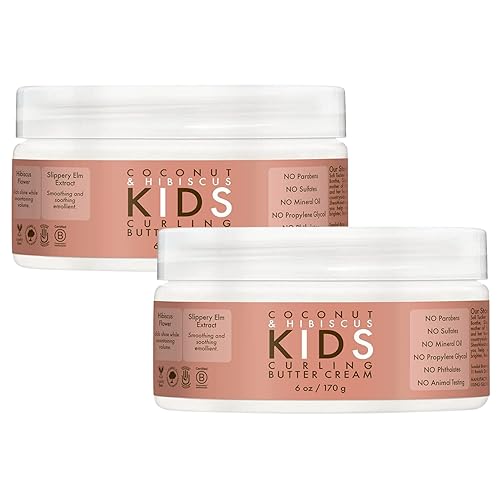 Sheamoisture Kids Coconut & Hibiscus Curling Butter Cream - Anti-Frizz Hair Care (2 Pack)