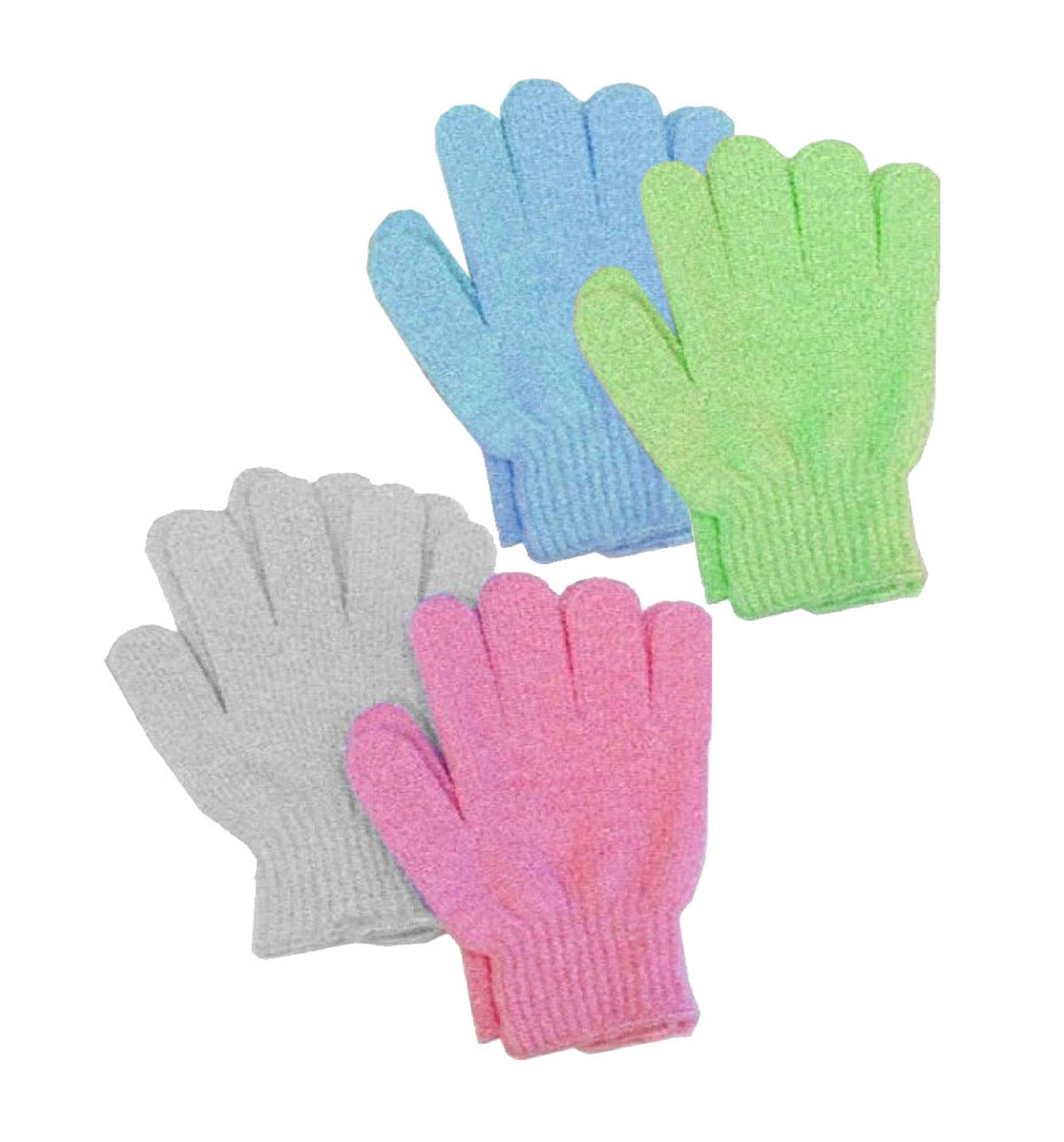 Aquasentials Exfoliating Bath Gloves - 4 Pairs, Multiple Colors, Soft Fabric, Spa Quality