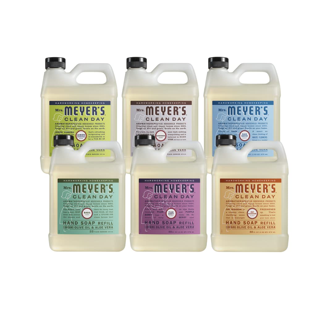 Mrs. Meyer'S Hand Soap Variety Pack, 6 Scents - Rainwater, Oat Blossom, Plumberry & More, 