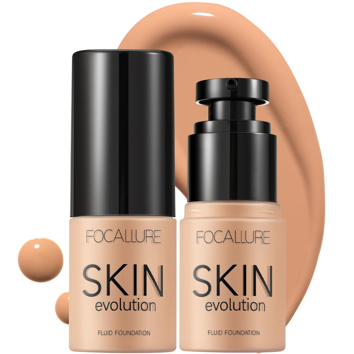 Focallure Liquid Foundation & Concealer Set, Full Coverage, Waterproof, Natural Tan, 2 Pcs