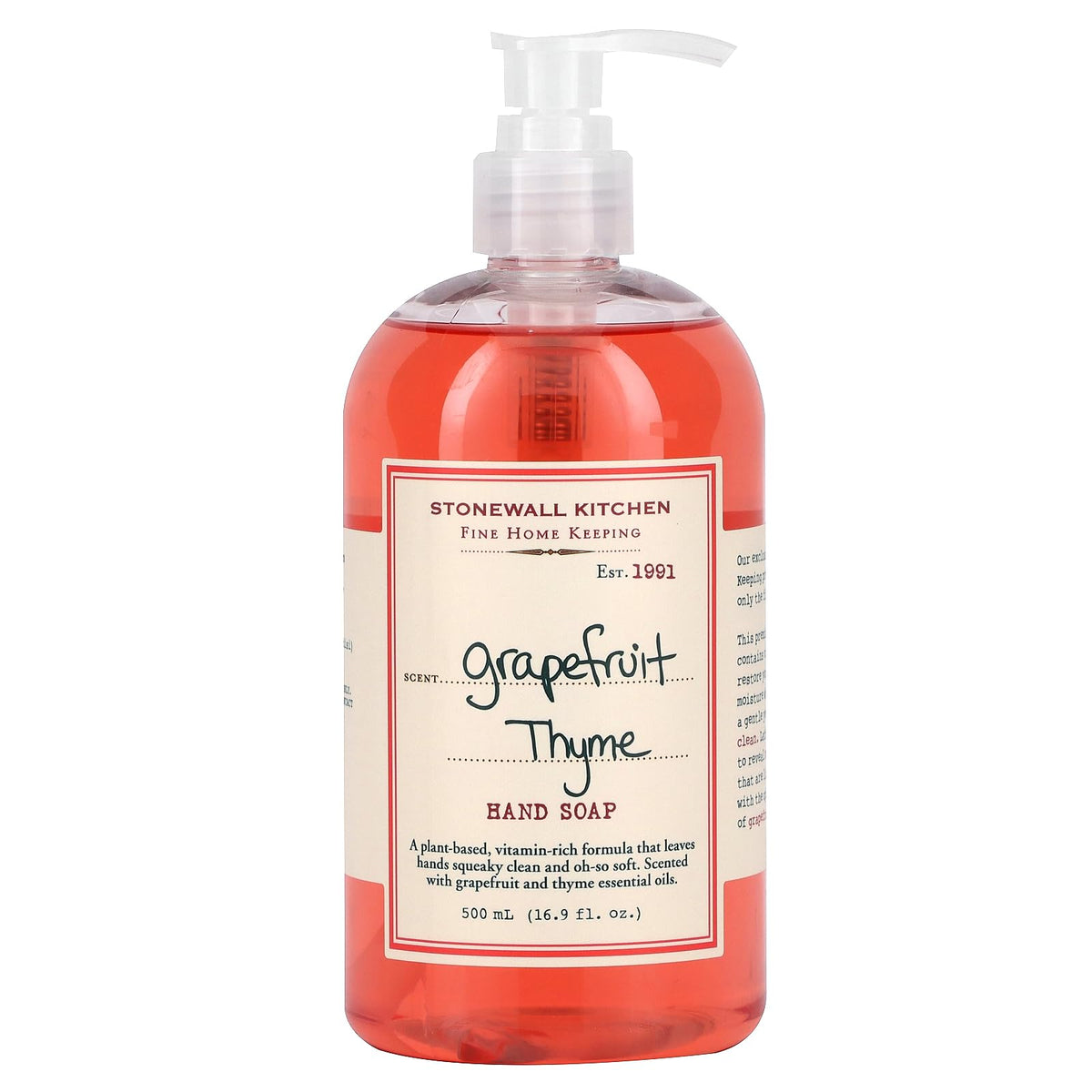 Stonewall Kitchen Grapefruit Thyme Hand Soap - 16.9 Ounce Bottle, Refreshing & Nourishing