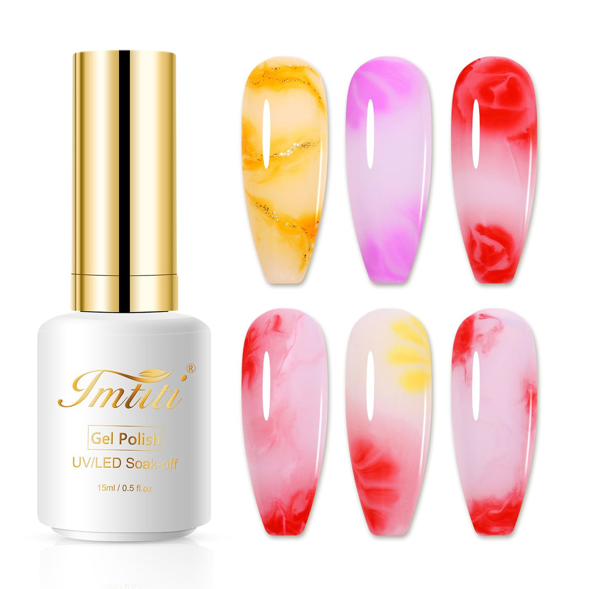 Imtiti Blooming Gel Nail Polish 15Ml - Soak Off Uv Led Marble Effect For Diy Flower Art