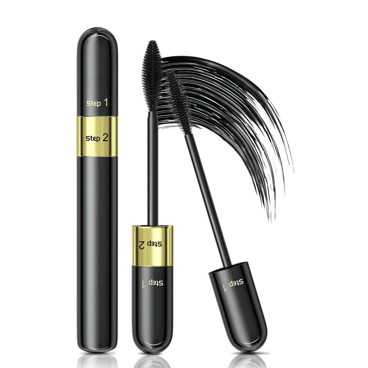 Kunshnbei 2 In 1 Waterproof Mascara - 5X Longer, No Clumping, Long-Lasting Black,