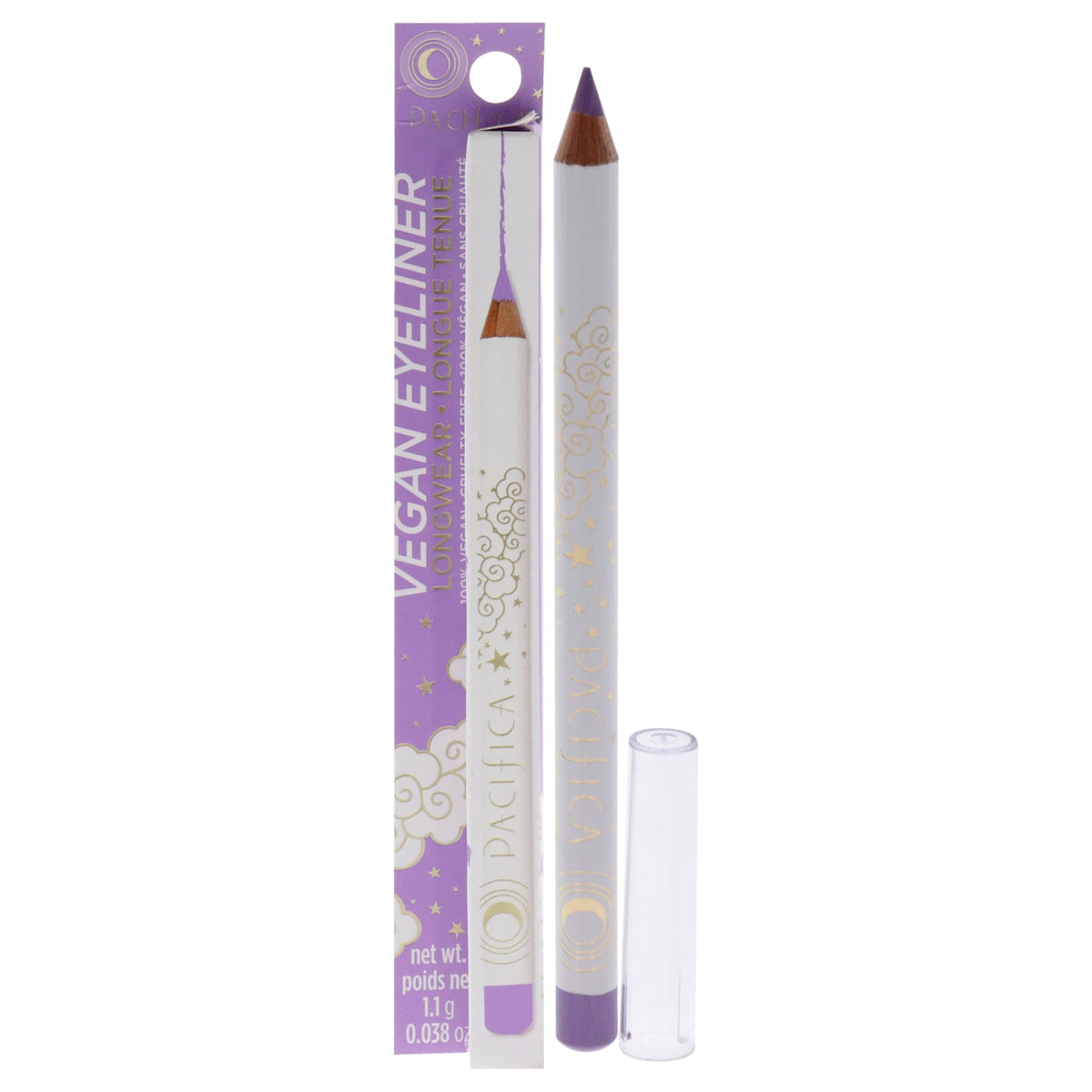 Pacifica Beauty  Longwear Pastel Purple Eyeliner Pencil  Lilac  Pigmented Vibrant Color  Vitamin E  Coconut Oil  NoSkip Formul