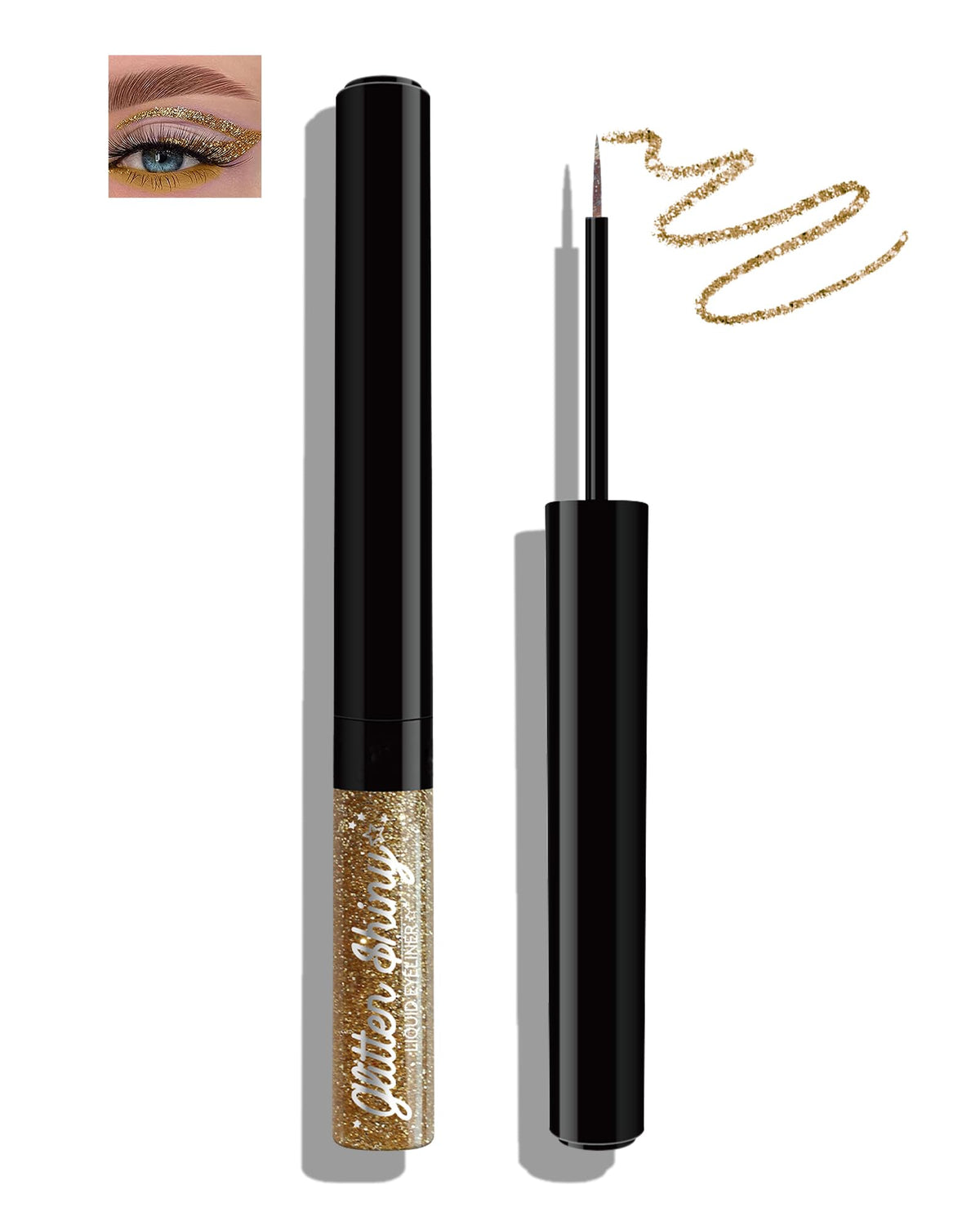 Caedelfly Liquid Glitter Eyeliner - Waterproof Metallic Shimmer Eyeshadow, Gold Glow, 0.08 Fl Oz