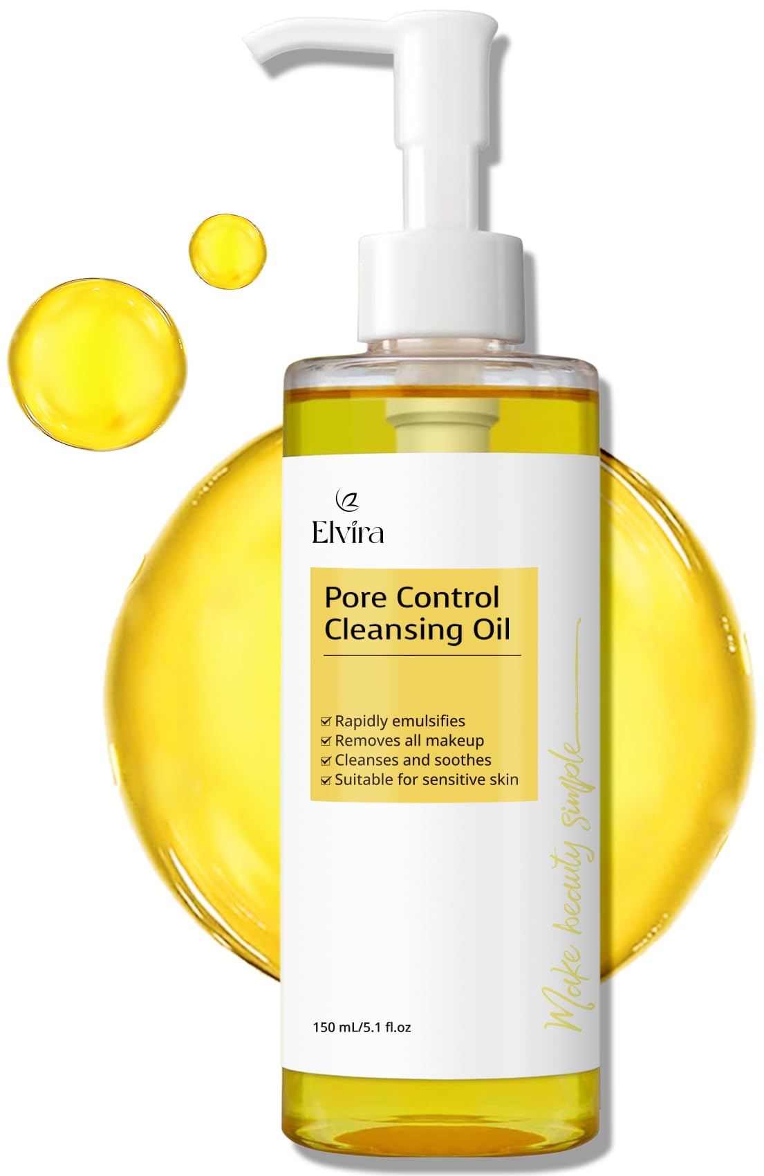 Elvira Pore Control Cleansing Oil - Makeup Remover For Sensitive Skin, 5.1 Fl Oz, Hydrating