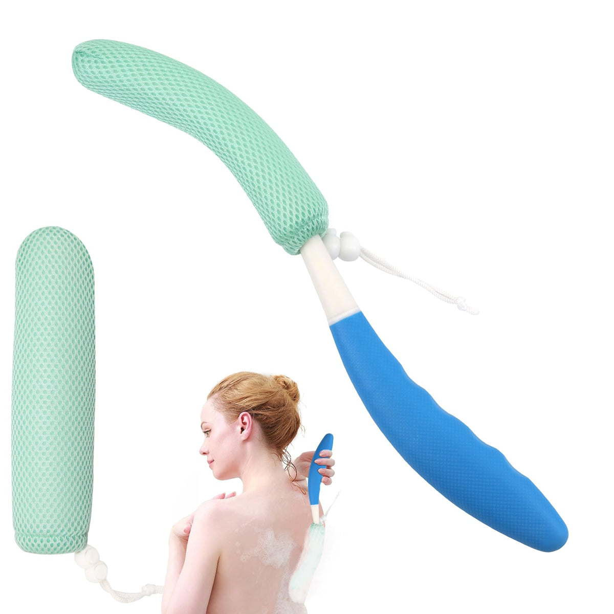 Kkaffe Shower Back Brush, 15.35&quot; Long Handle Body Scrubber, Exfoliating Loofah For Bathing