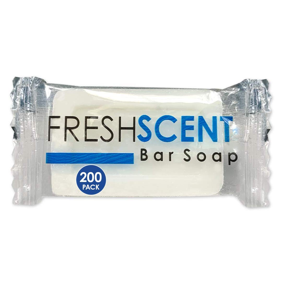 Freshscent 1 Oz Bar Soap (200 Pack) - Individually Wrapped, Vegetable Based Bulk Toiletries