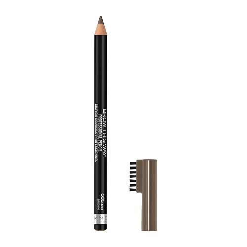 Rimmel London Brow This Way Eyebrow Pencil, Long-Wearing, Ash Brown, 0.05Oz, Built-In Brush