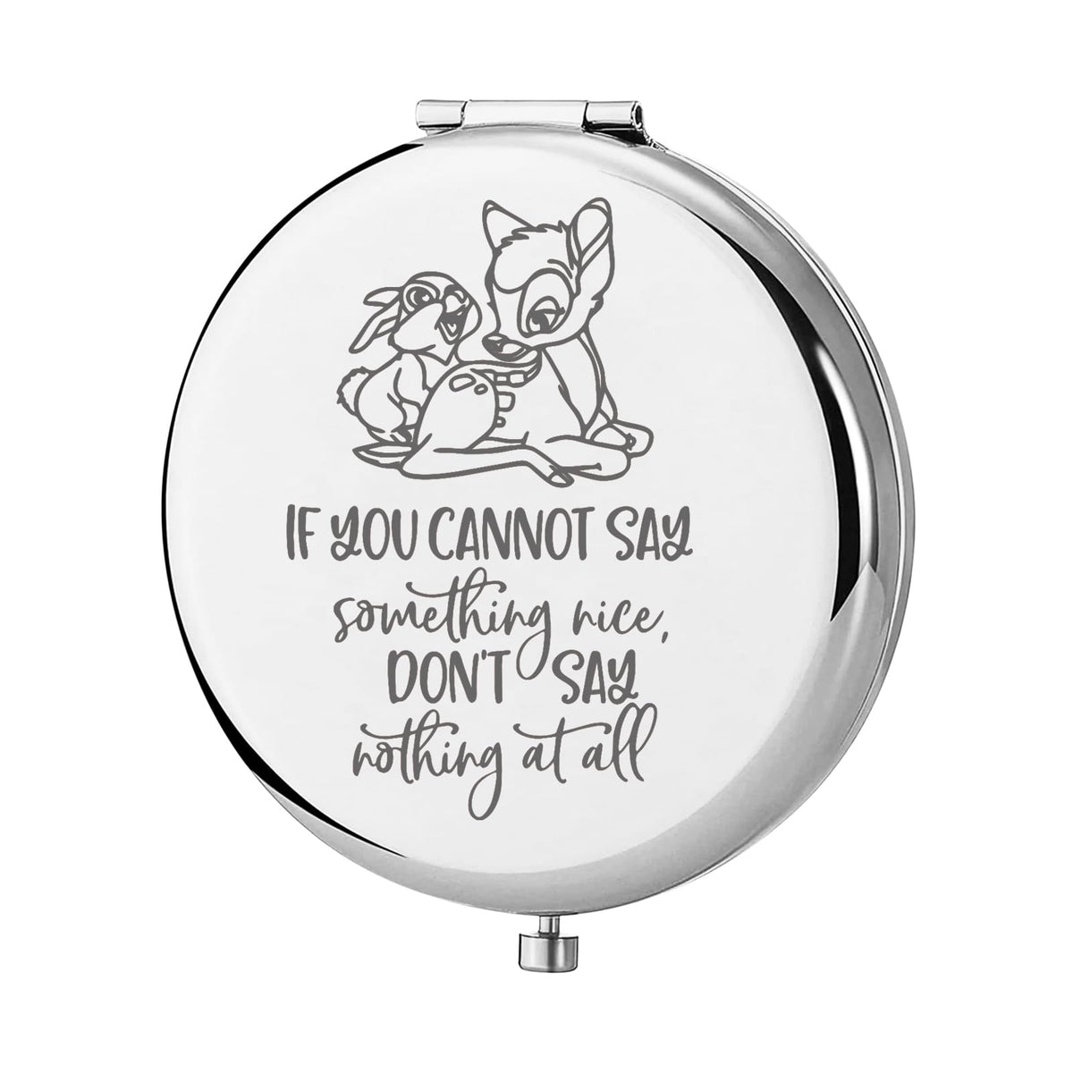 Keychin Bambi Pocket Mirror - Silver Compact Makeup Mirror For Bambi Fans, 3&quot;X3&quot;