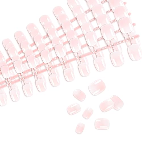 LIARTY 240 Pcs Press On Nails, Short French Tip Acrylic Full Cover - White & Pink