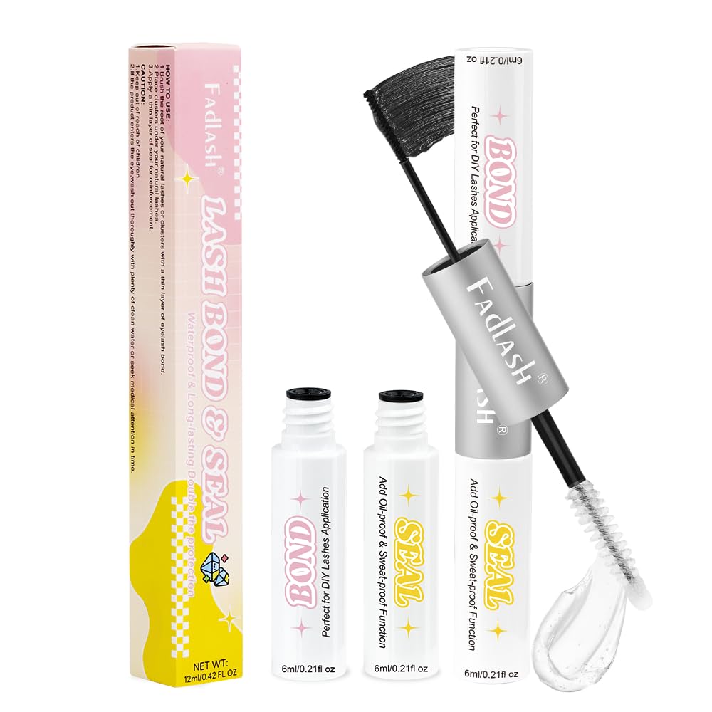 Fadlash Waterproof Lash Bond & Seal Glue 12Ml - Strong Hold For Eyelash Clusters & Diy Extensions