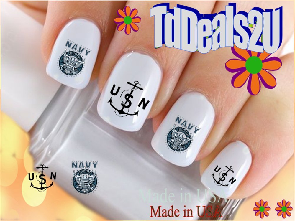 Hipzysticky Navy Military Nail Art Decals - Usn Camo Heart Waterslide Stickers For Diy Nails