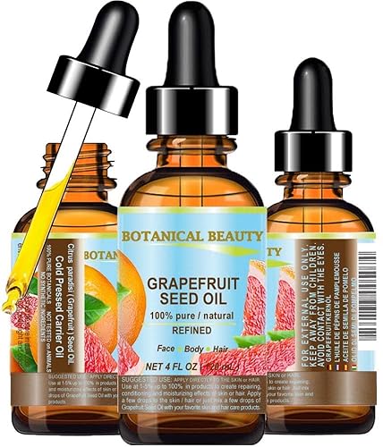 Botanical Beauty Grapefruit Seed Oil - 100% Pure Cold Pressed Carrier Oil For Skin & Hair, 4 Fl Oz