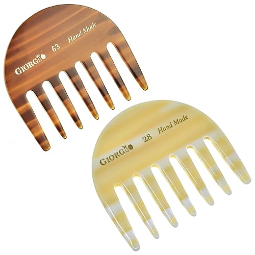 Giorgio G28 & G63 Travel Hair Detangling Comb Set - Wide Teeth For Thick Curly Hair - 2 Pack