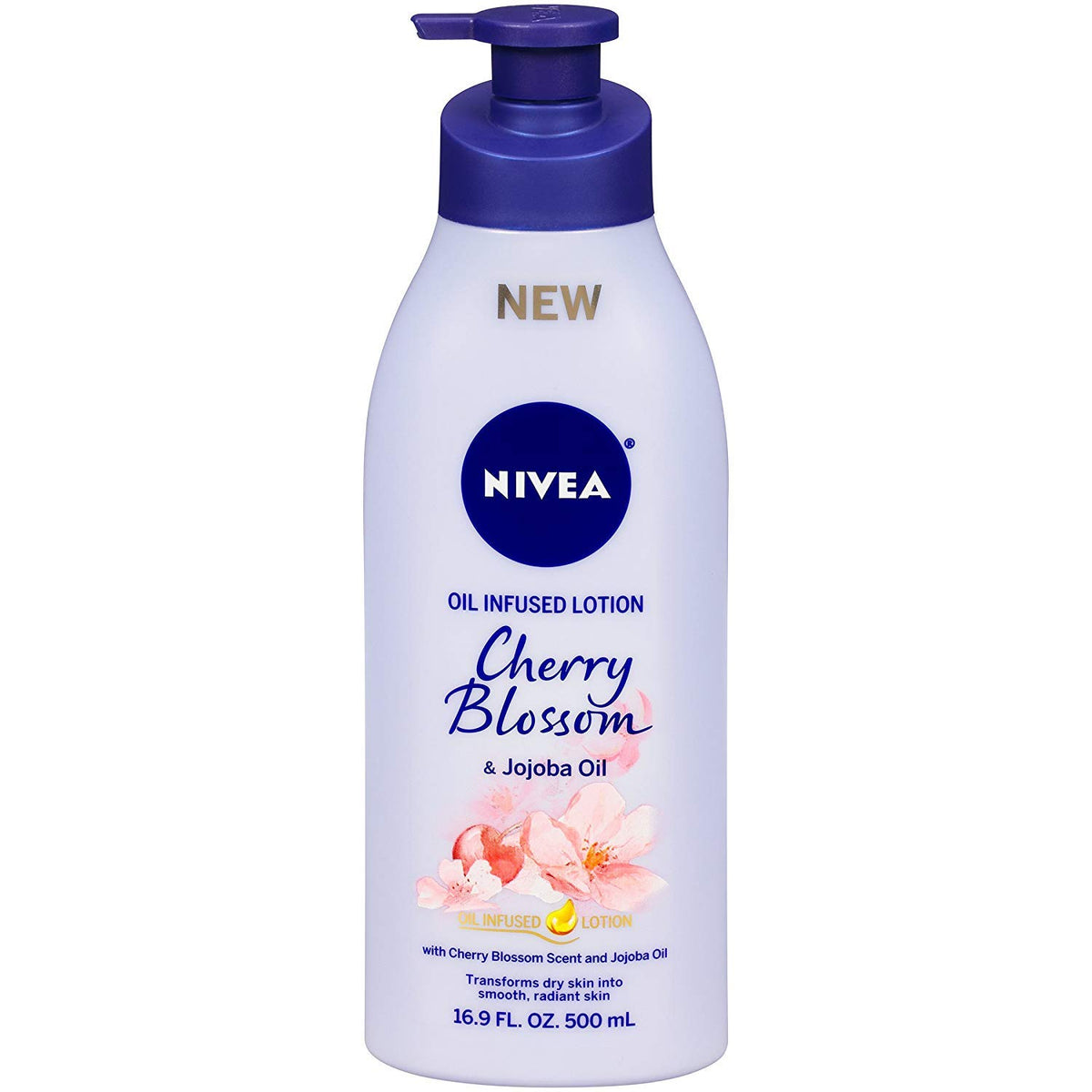 Nivea Oil-Infused Cherry/Jojoba Lotion, 16.9 Fl Oz Pump, 3 Pack - Hydrating Skin