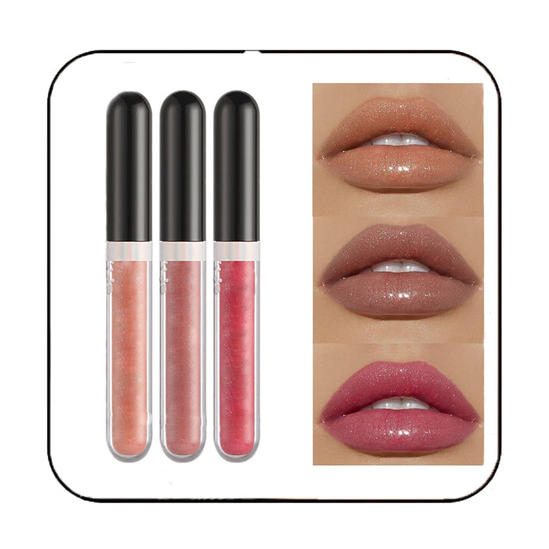 Kilshye Glitter Lipstick Set - Matte Liquid Mini 3Pcs, High Pigment Long Lasting Lipgloss, Nude