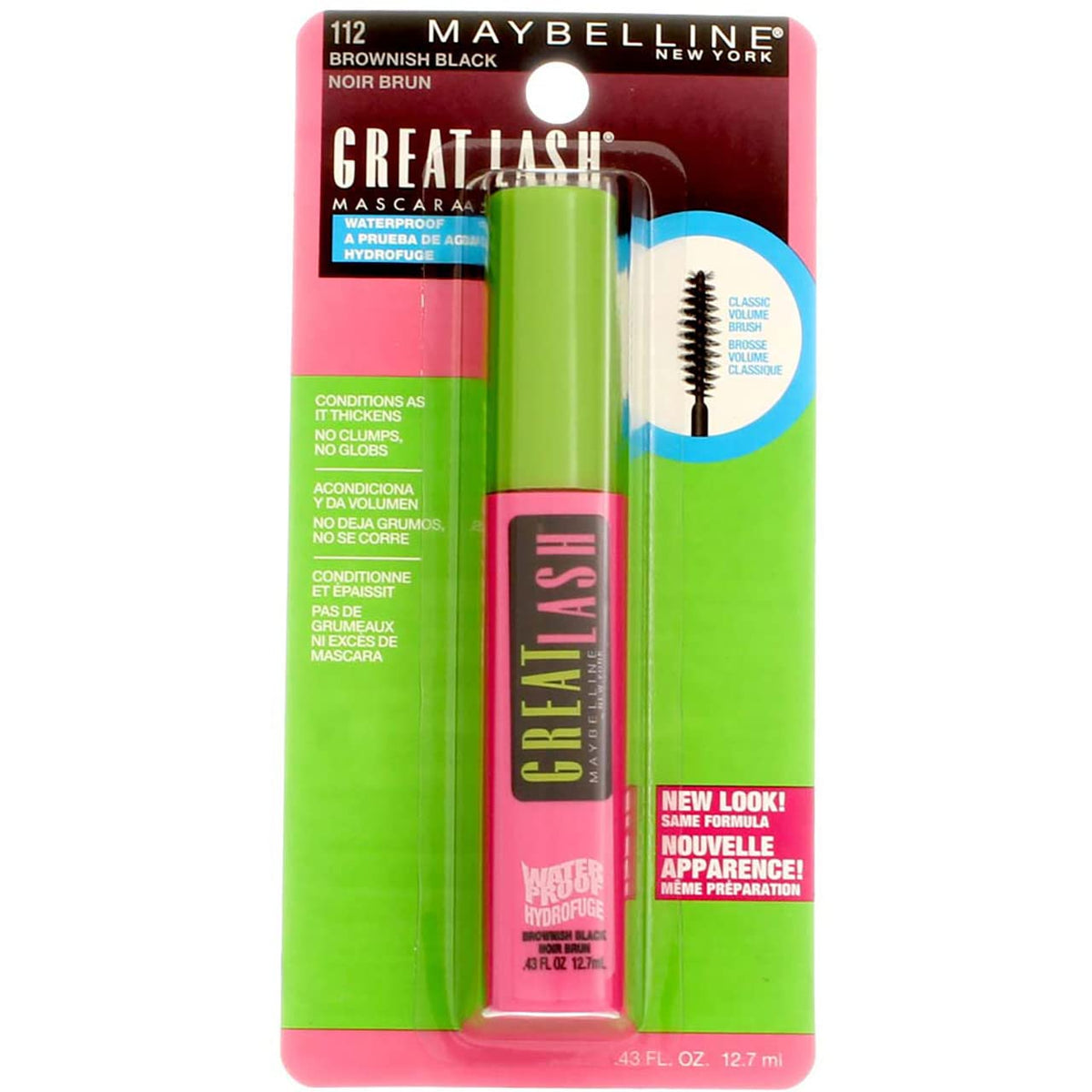 Maybelline Great Lash Waterproof Mascara, Brownish Black - 0.43 Oz (Pack Of 3)