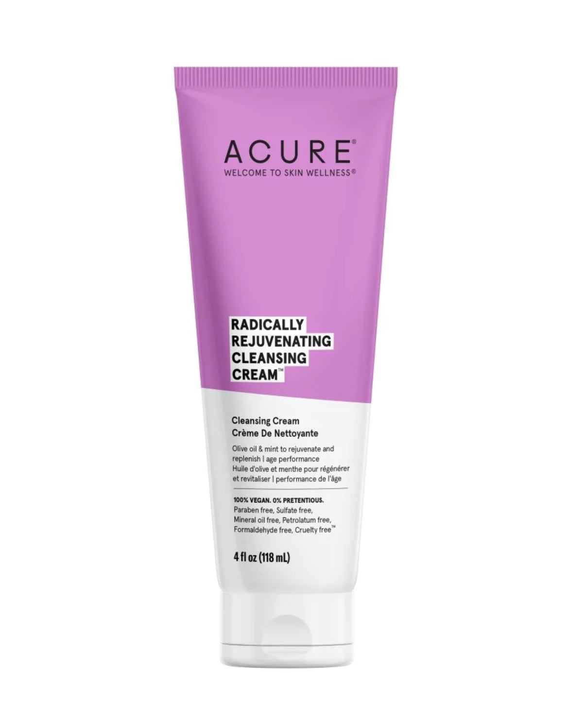 Acure Foaming Cleansing Cream - Rejuvenating Facial Cleanser With Olive Oil & Mint - 4 Oz