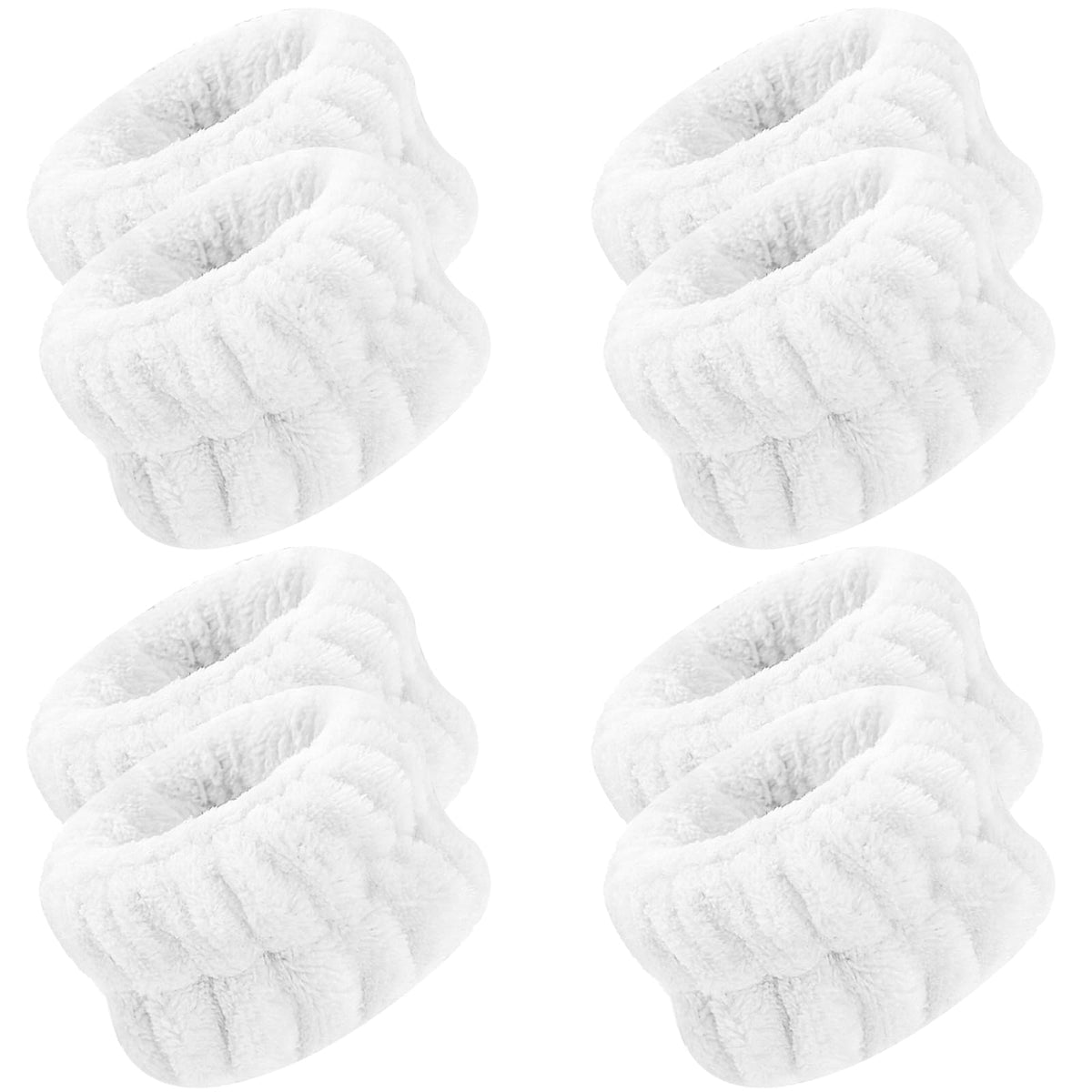 Oroght Microfiber Wrist Towels - 8Pcs Absorbent Spa Face Washing Sweatbands For Women, White