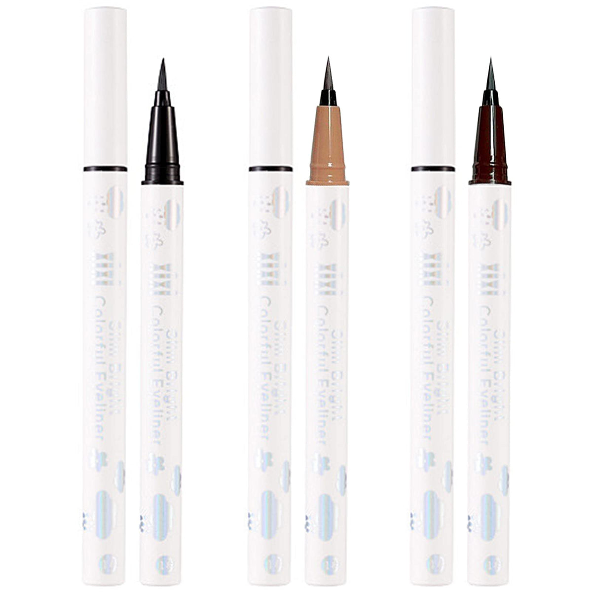 Vtrem 3Pcs Waterproof Eyeliner Pen Set - Ultra-Fine Tip, Smudgeproof, Long-Lasting, Black