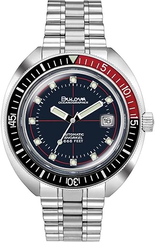 Bulova Oceanographer Automatic Men'S Watch, Stainless Steel Devil Diver, Silver-Tone, Model 98B320