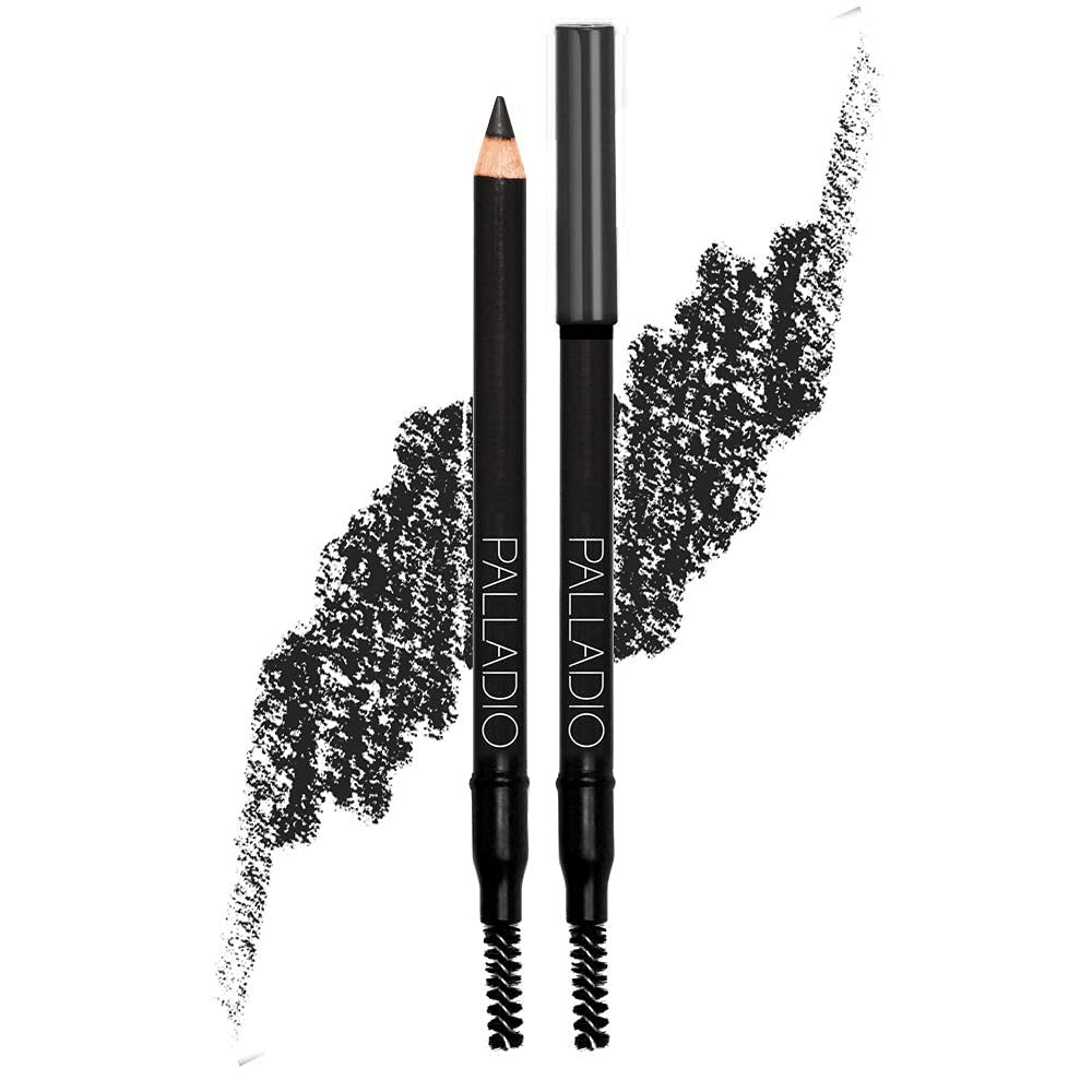 Palladio Brow Pencil & Brush For Eyebrows, Black - Easy Application, 1 Count