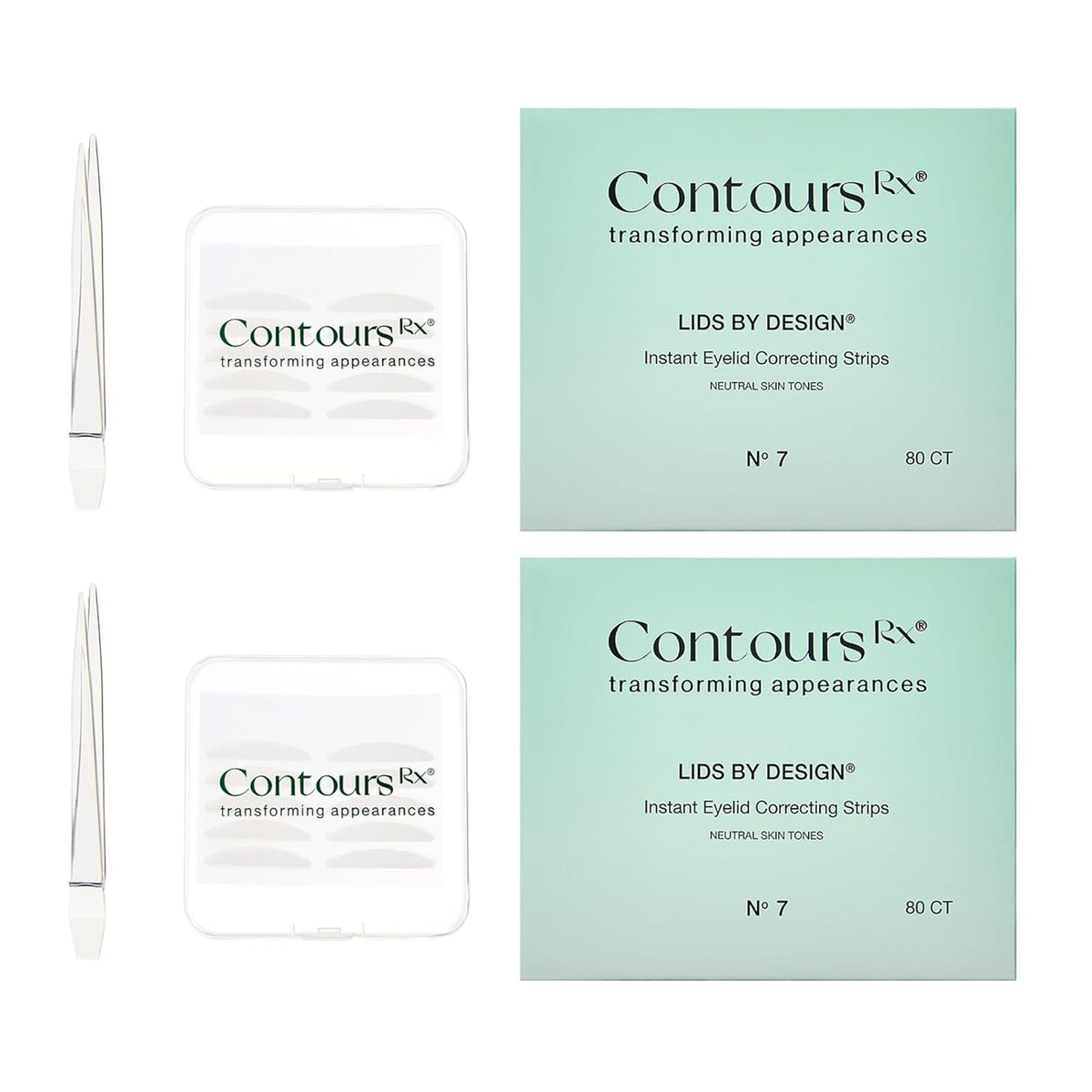 Contours Rx Eyelid Correcting Strips - Medical Grade, Invisible, Hypoallergenic, 160Ct, 7Mm