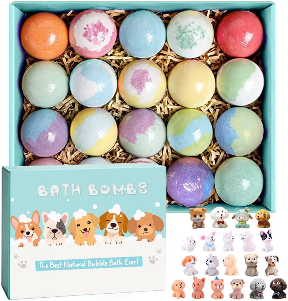 Kottke Bath Bombs For Kids - 20 Pack Surprise Inside, Organic Bubble Fizzies, Fun Gift Set