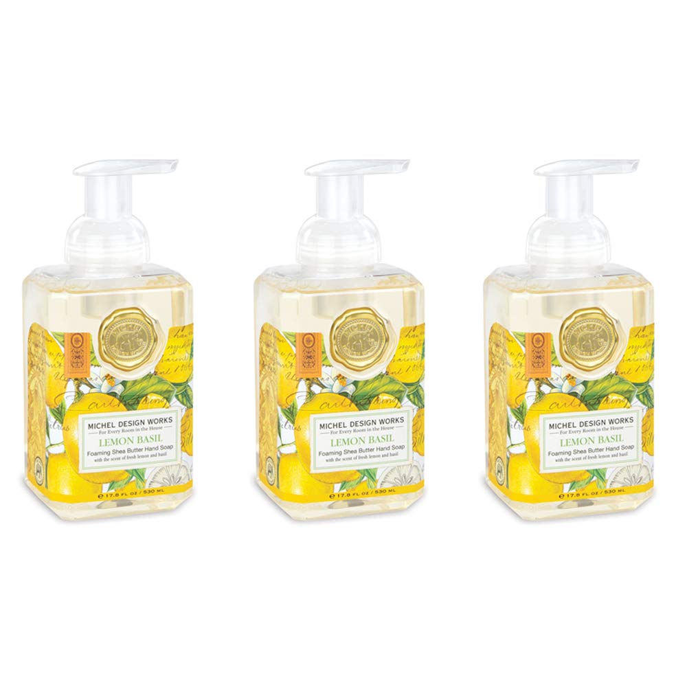 Michel Design Works Foaming Hand Soap, Lemon Basil, 17.8 Fl Oz - 3-Pack