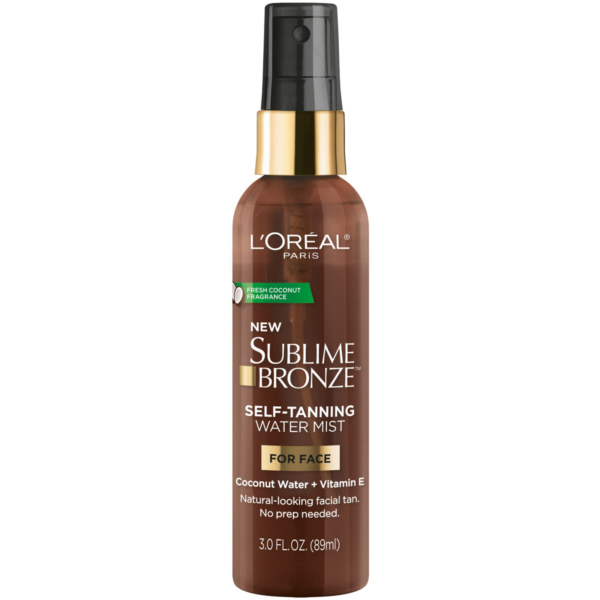 L'Oreal Paris Sublime Bronze Facial Mist, Water-Based, Coconut Water & Vitamin E, 3 Fl Oz