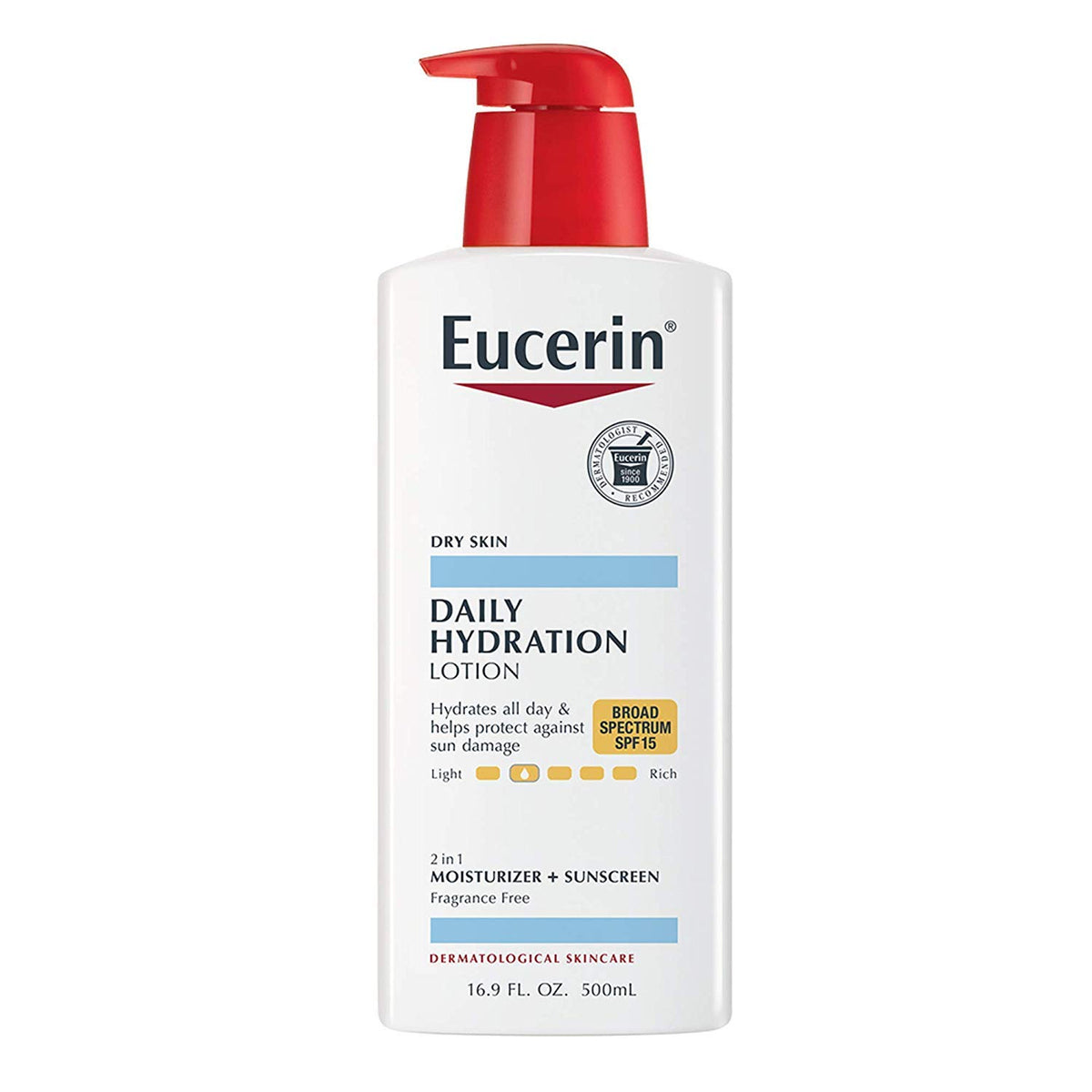 Eucerin Daily Hydration Moisturizer & Sunscreen Lotion, Spf 15, Fragrance Free, 16.9 Oz (